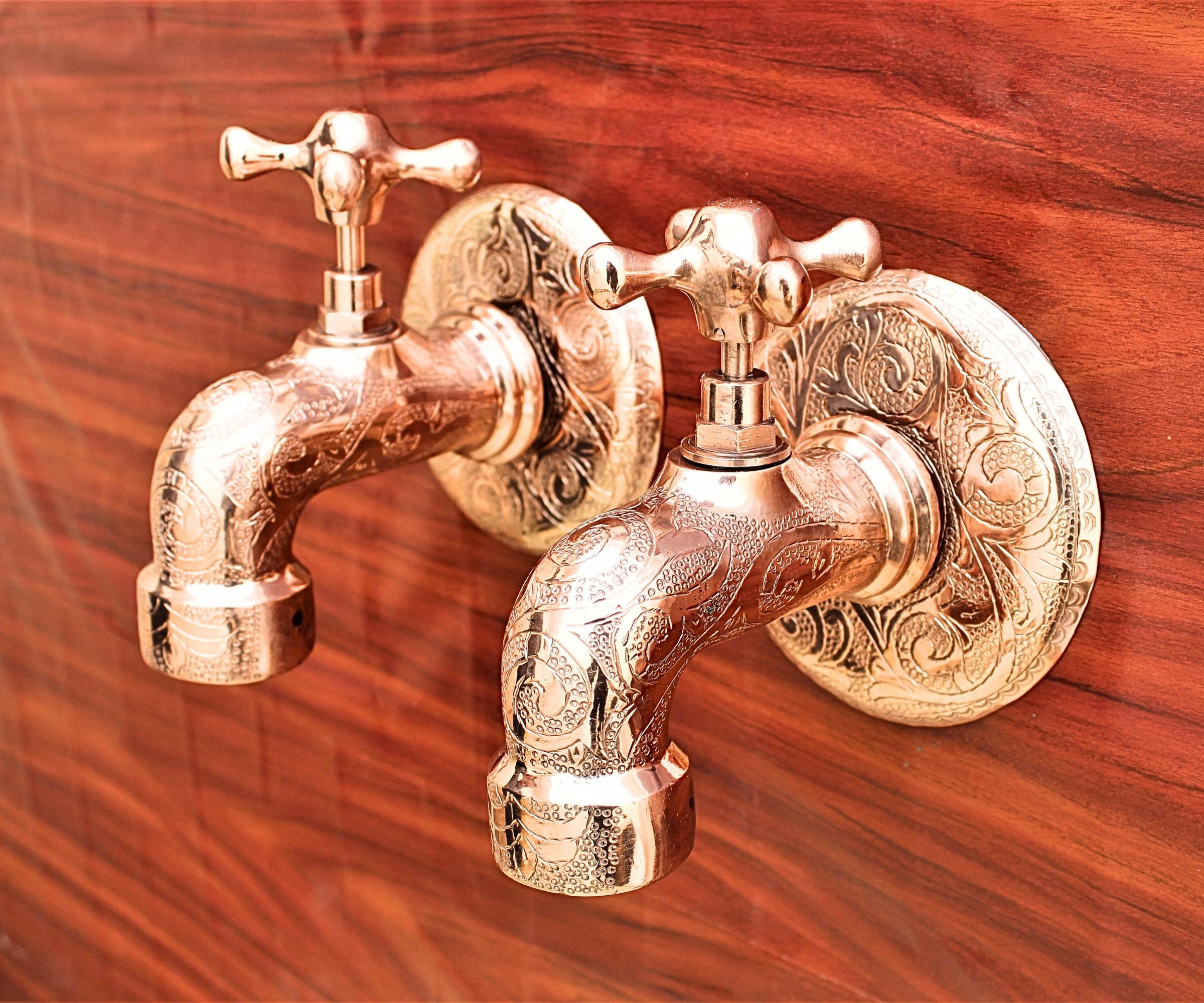 Moroccan Wall Faucet with Unique Finishes – Engraved Brass Wall Tap