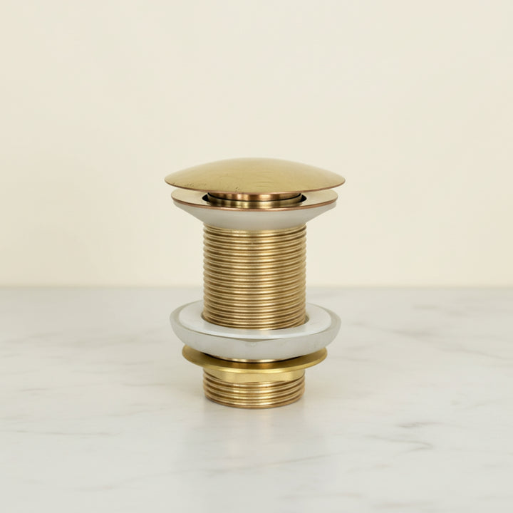 Solid Brass Pop-Up Sink Drain Stopper – Bathroom Vanity Drain Assembly, No Overflow, Universal Fit