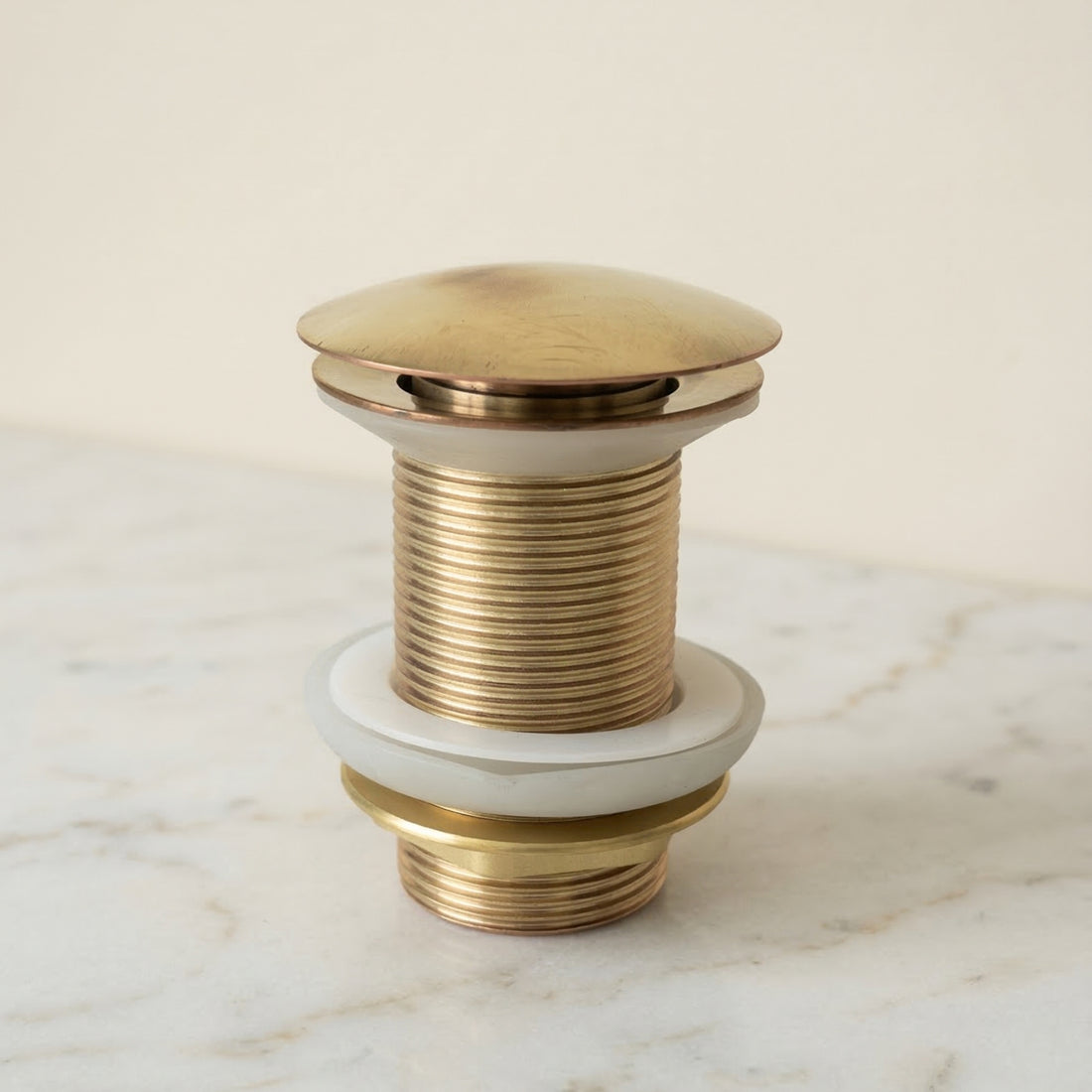 Solid Brass Pop-Up Sink Drain Stopper – Bathroom Vanity Drain Assembly, No Overflow, Universal Fit