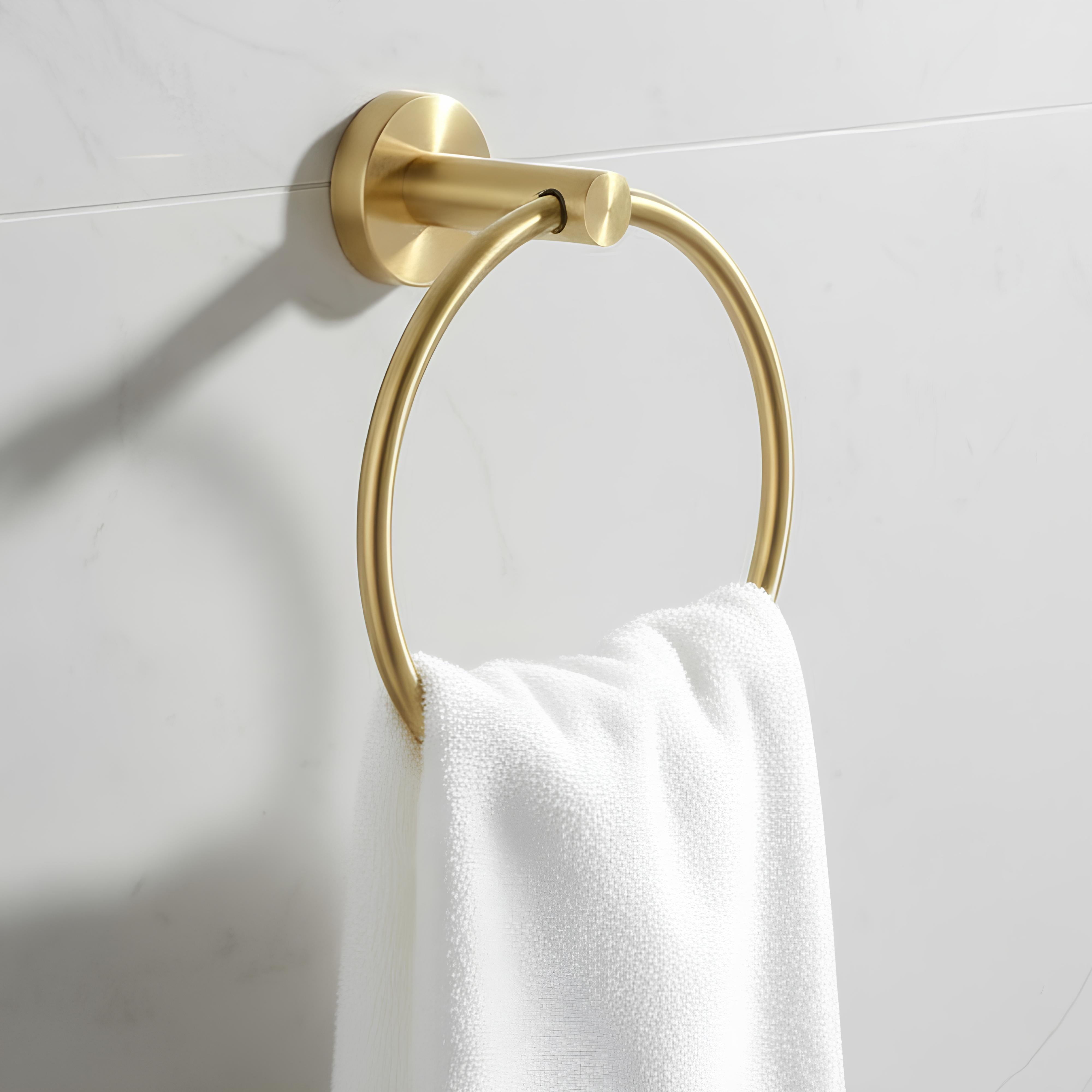 Solid Brass Swivel Towel Ring – Wall Mounted Bathroom Hand Towel Holder, 180° Rotating Design