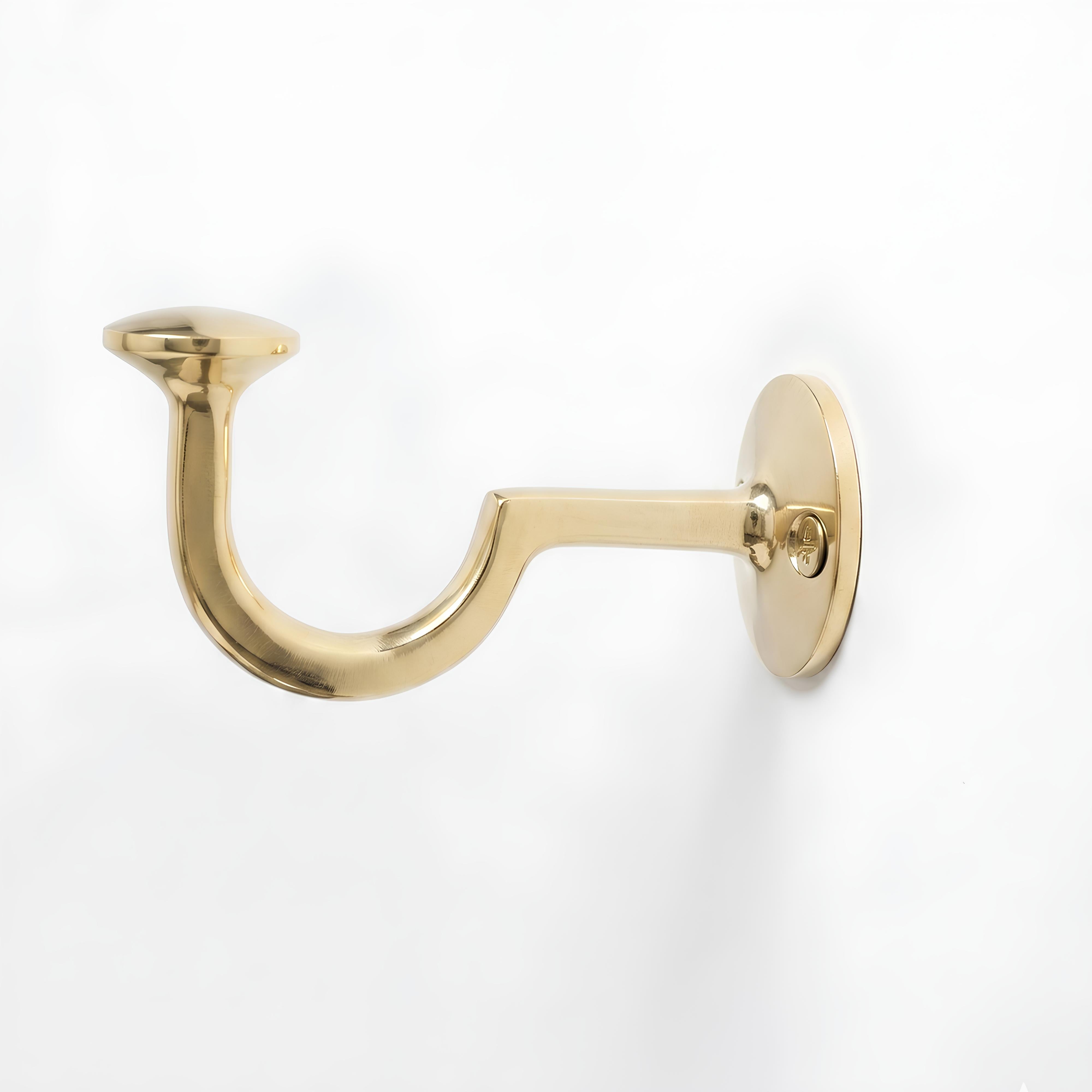 Brass Wall Hooks Set of 2 J Shaped Coat & Robe Hooks