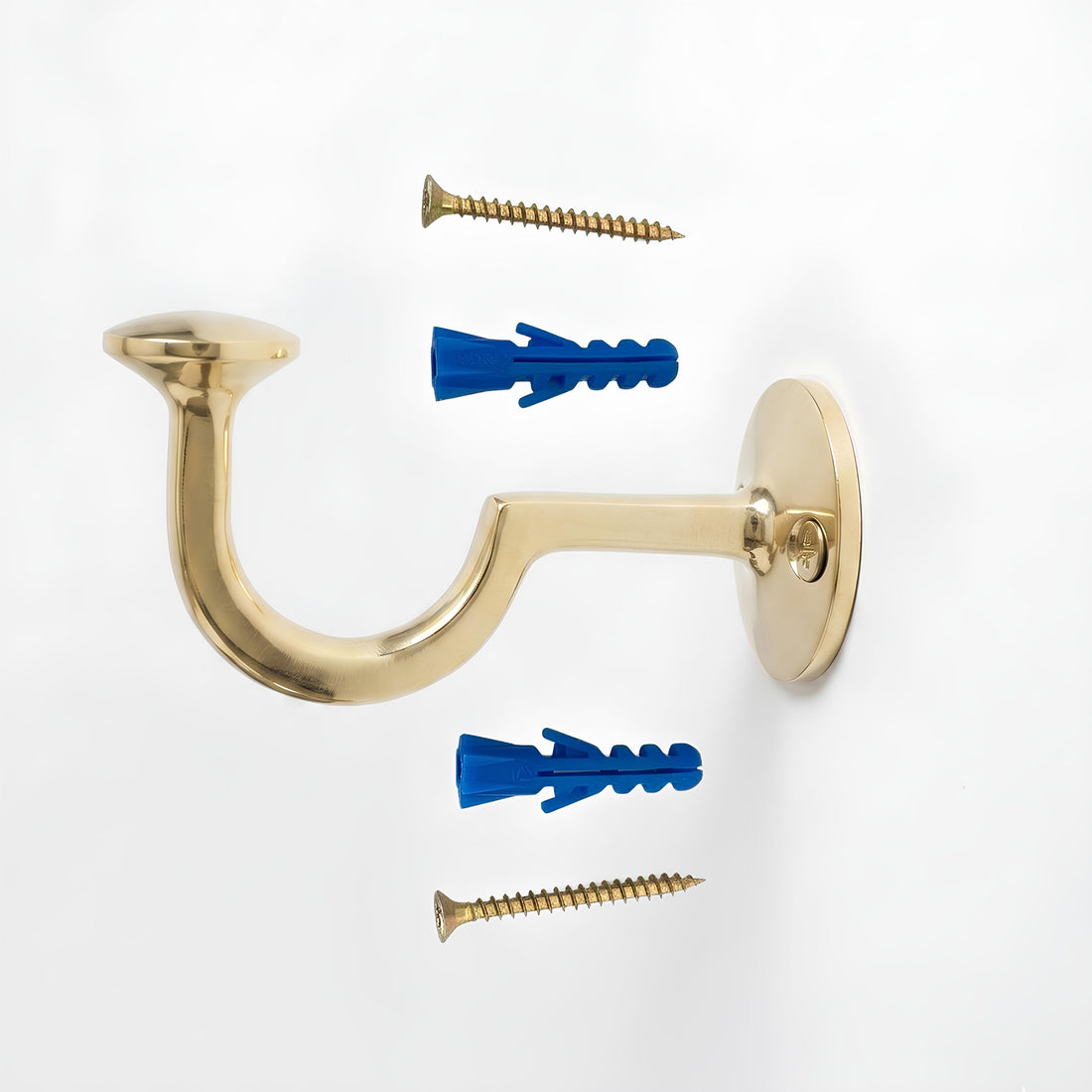 Brass Wall Hooks Set of 2 J Shaped Coat & Robe Hooks