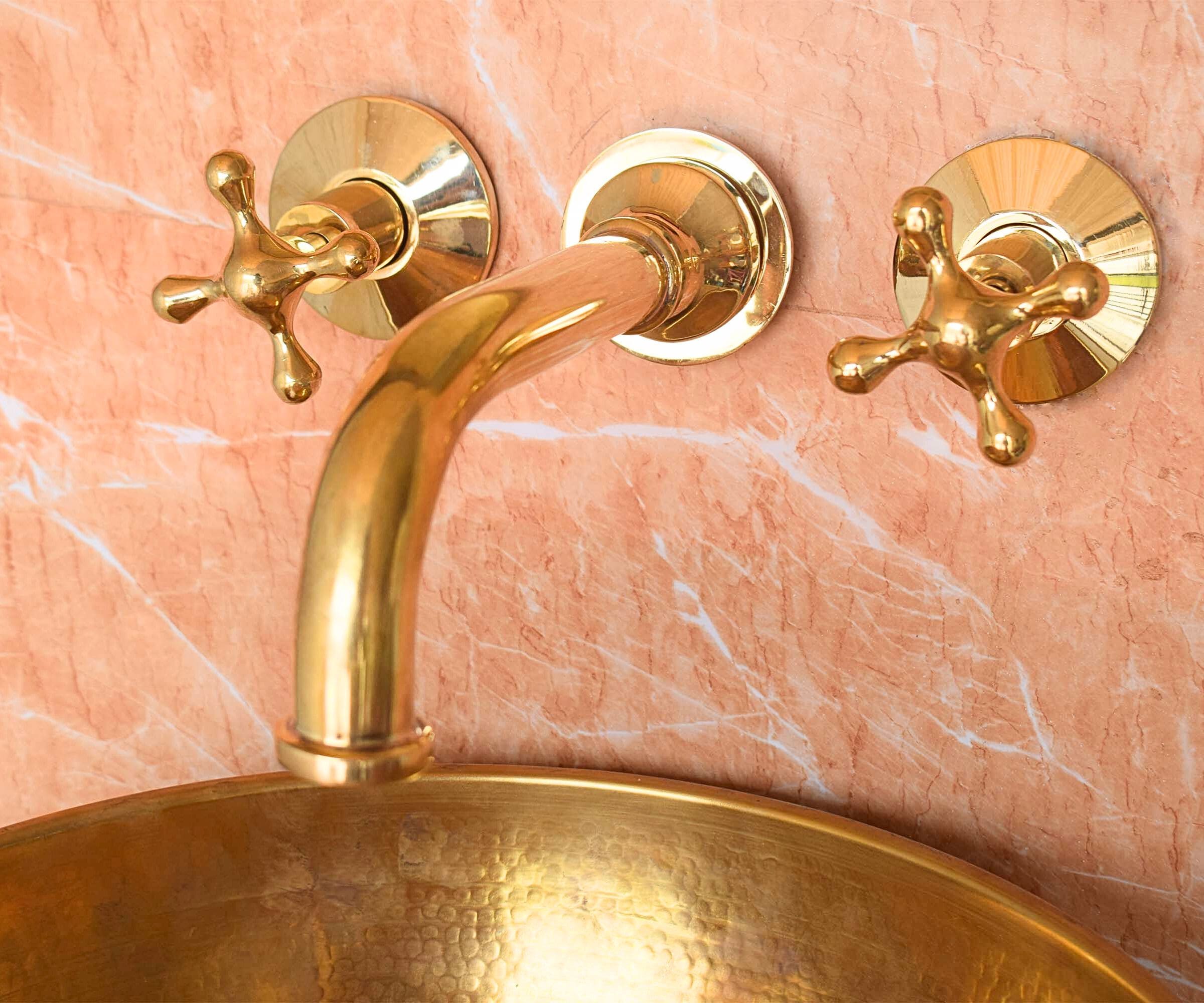 Unlacquered Brass Wall Mounted Tub Filler with Rough-in Valve | LuxeBrass