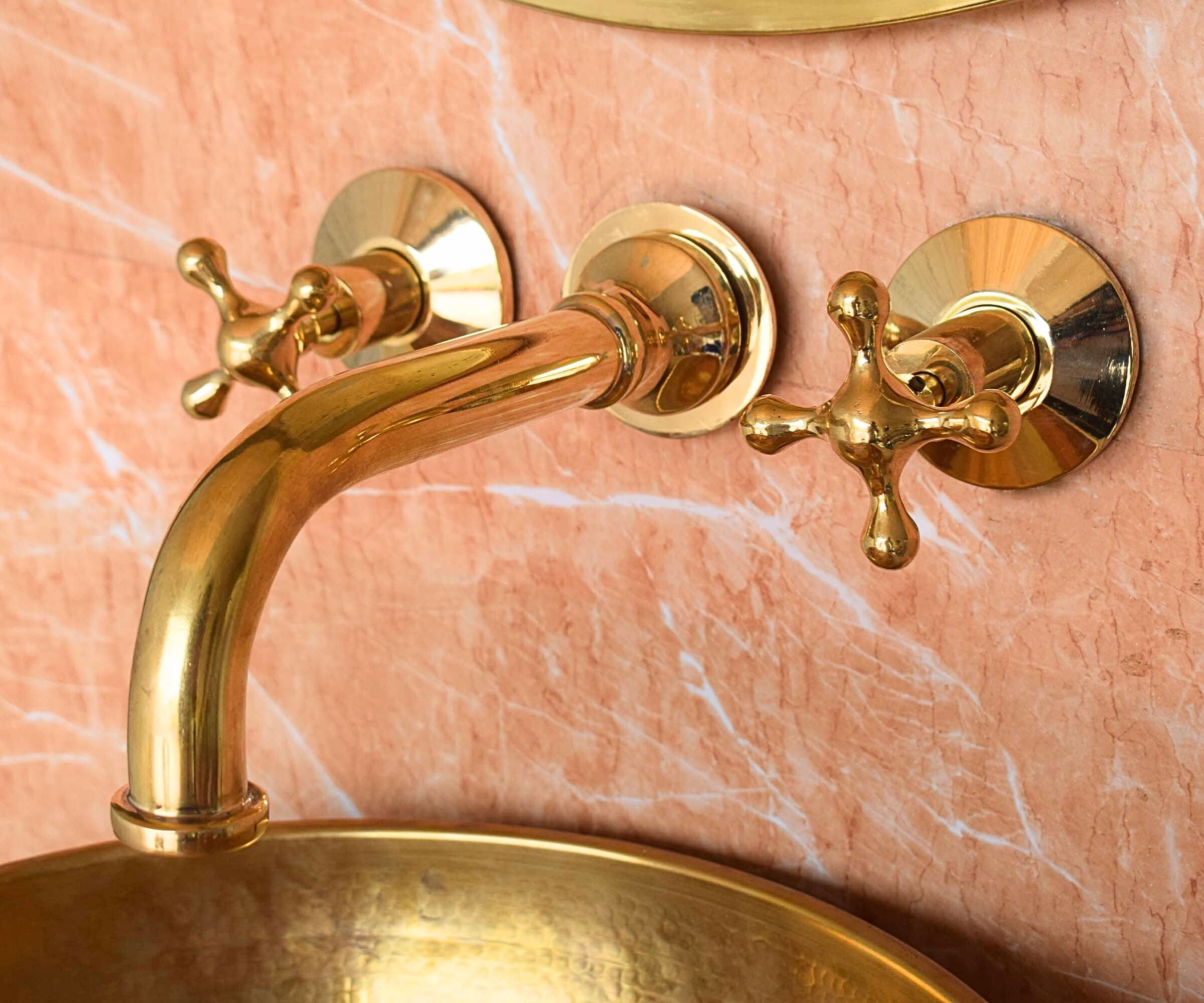 Unlacquered Brass Wall Mounted Tub Filler with Rough-in Valve | LuxeBrass