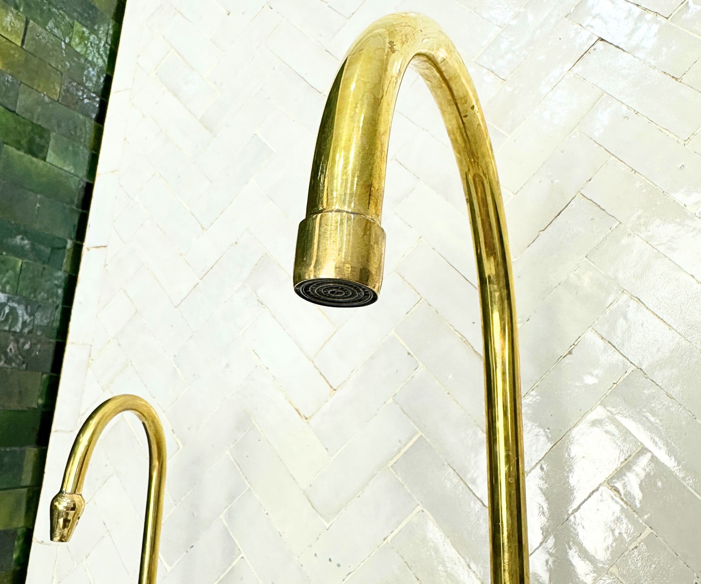 Artisan Unlacquered Brass Bridge Faucet with Sprayer & Cold Water Tap – LuxeBrass
