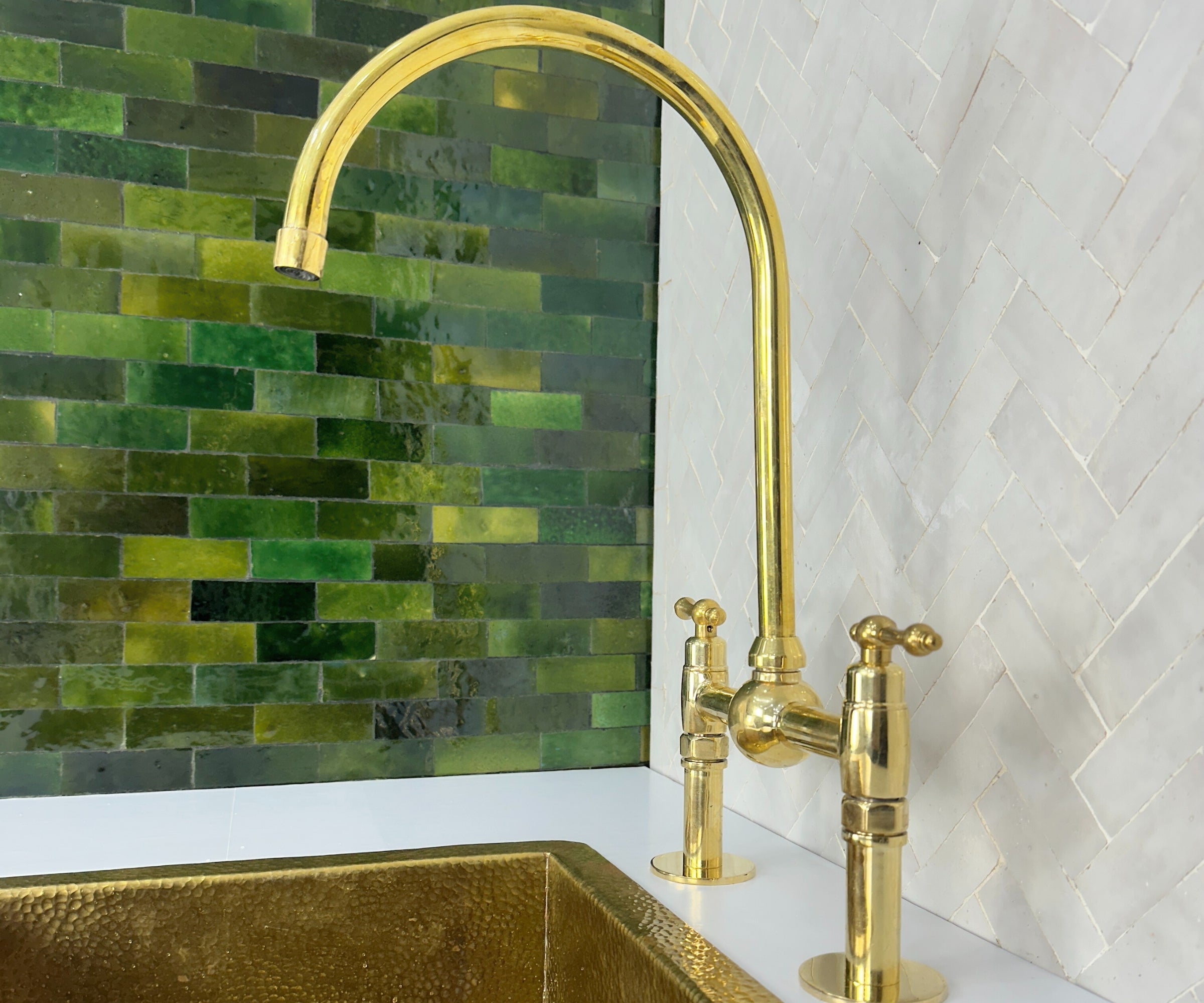 Unlacquered Brass Kitchen Faucet 