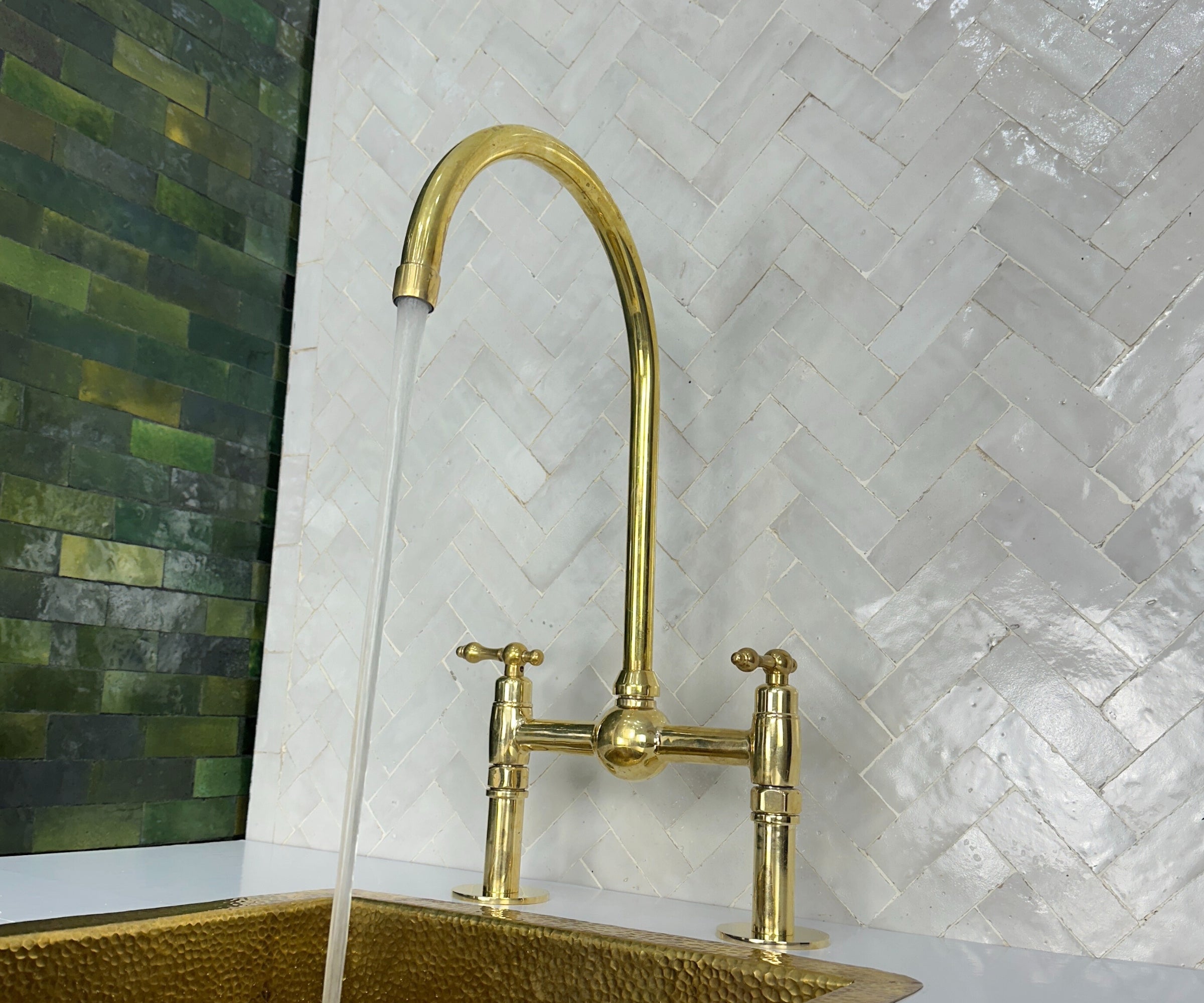 Unlacquered Brass Kitchen Faucet 