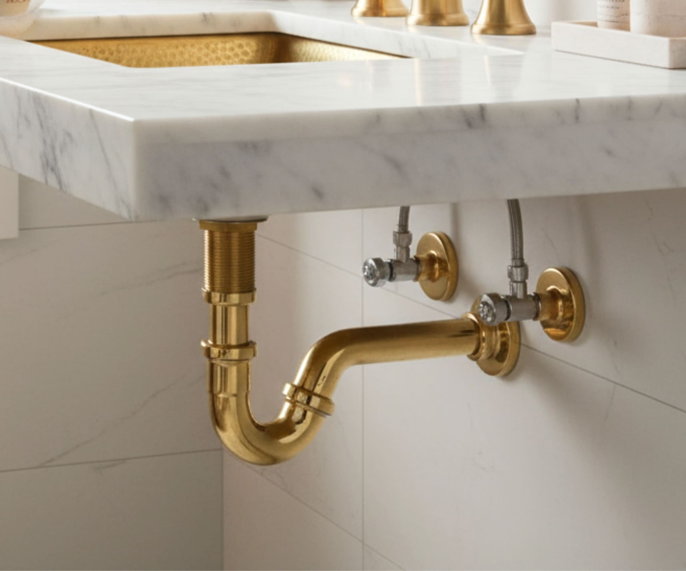 Unlacquered Brass P-Trap Kit with Pop-Up Drain – Solid Brass Bathroom Sink Plumbing