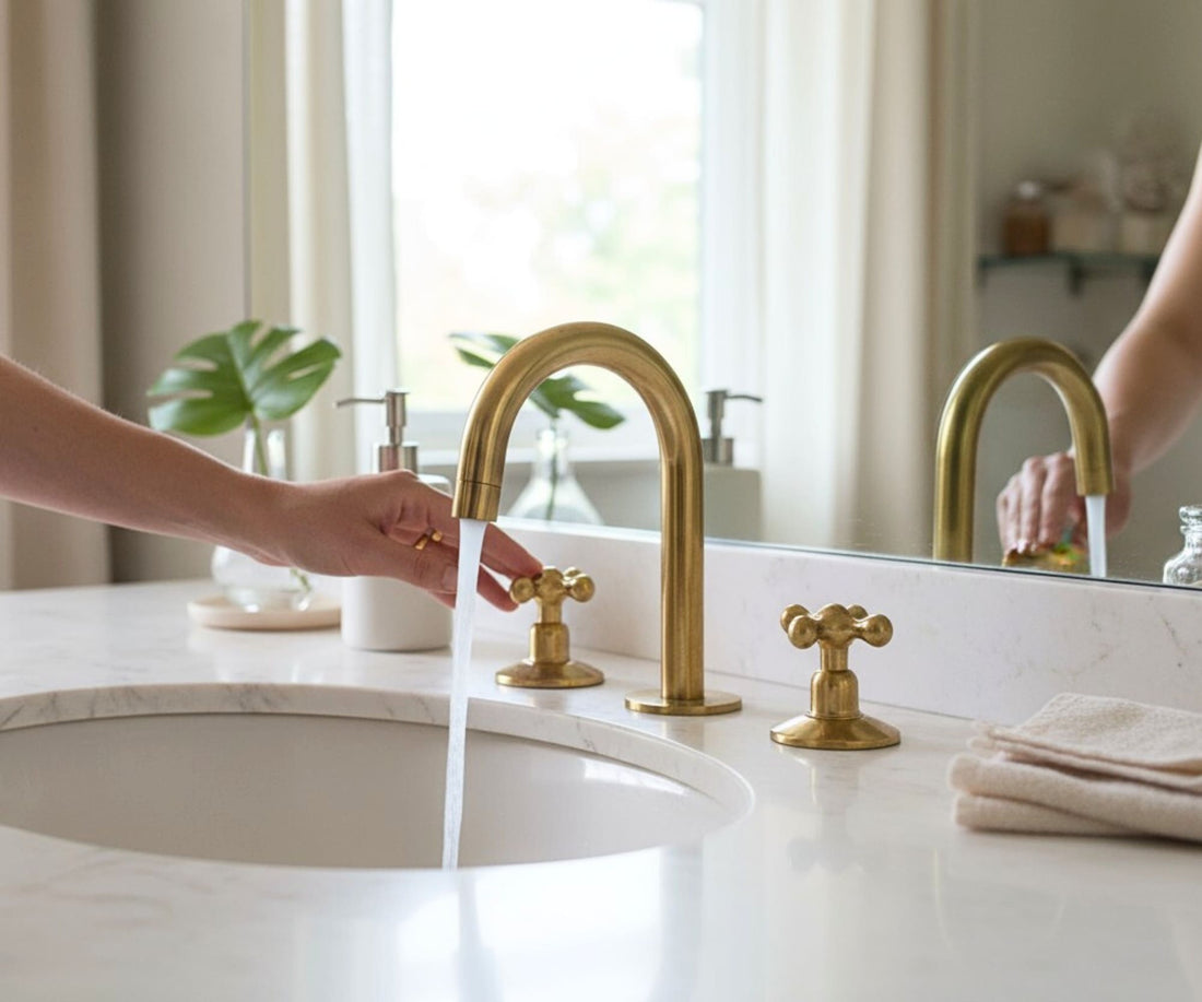 Unlacquered Brass Widespread Bathroom Faucet | LuxeBrass