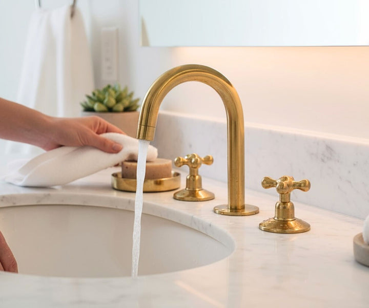 Unlacquered Brass Widespread Bathroom Faucet | LuxeBrass