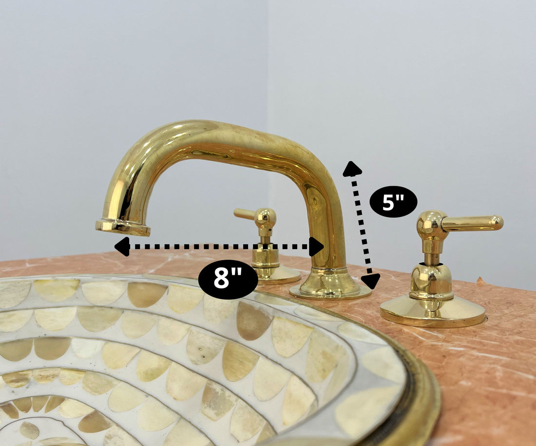 Unlacquered Solid Brass Sink Faucet – 3-Hole Installation for Classic Elegance