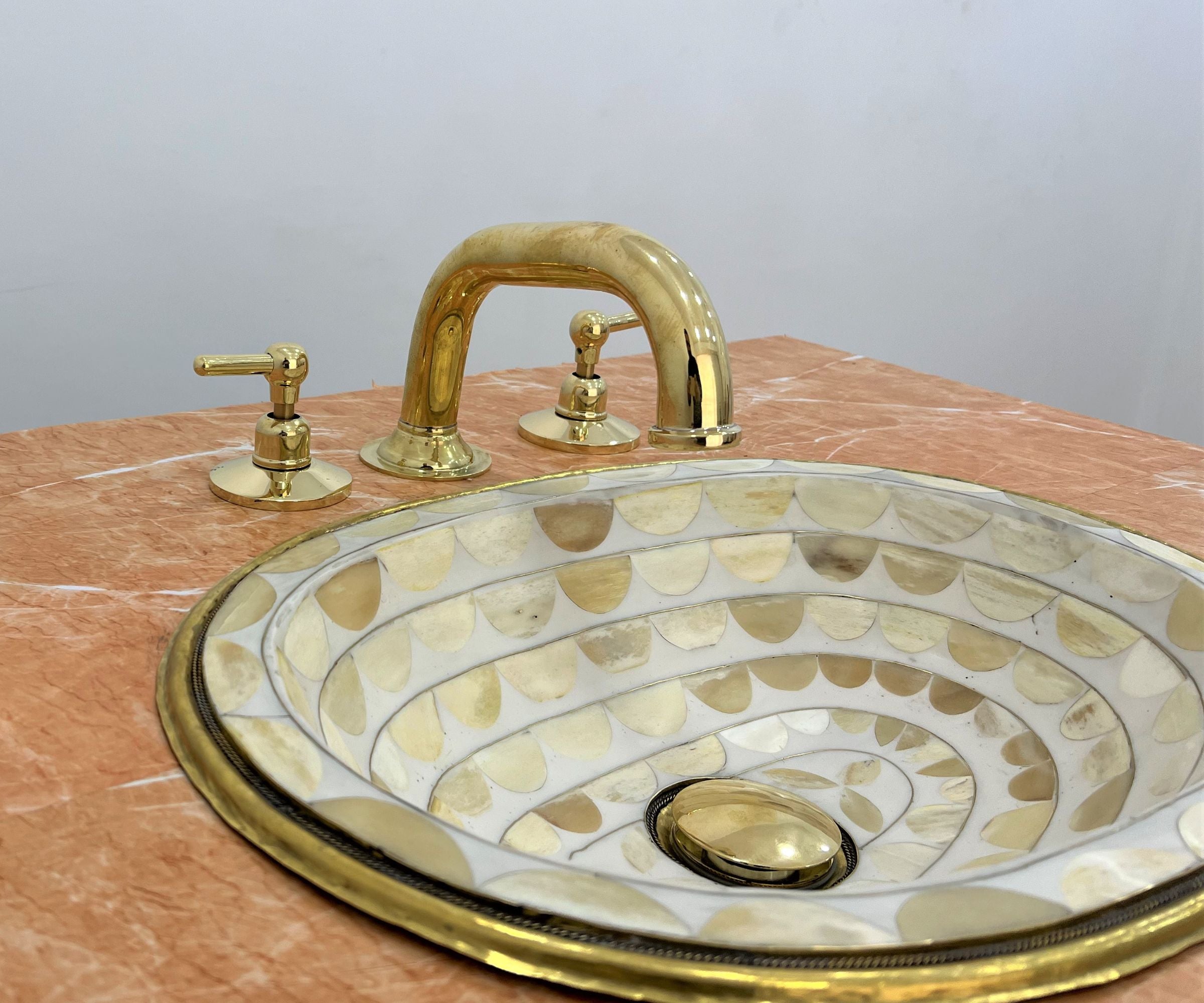 Unlacquered Solid Brass Sink Faucet – 3-Hole Installation for Classic Elegance