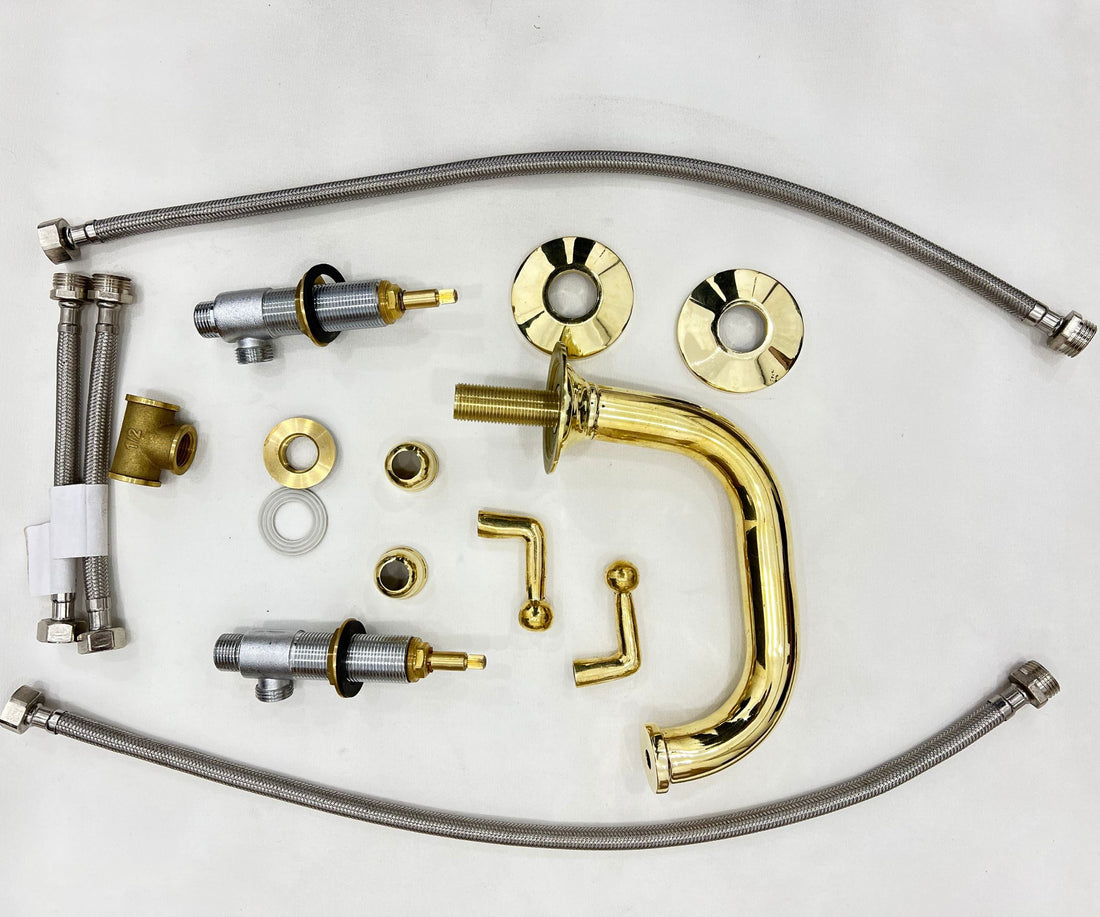 Unlacquered Solid Brass Sink Faucet – 3-Hole Installation for Classic Elegance
