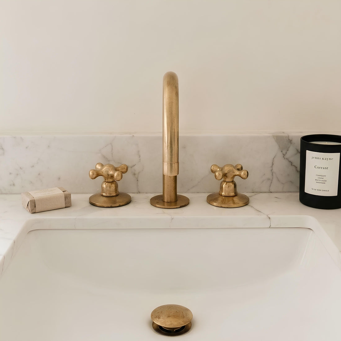 Unlacquered Brass Sink Faucet – Widespread Three-Hole Sink Fixture  | LuxeBrass