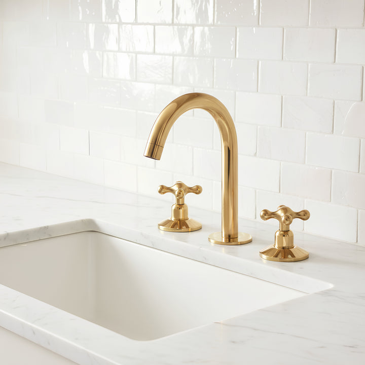 Unlacquered Brass Sink Faucet – Widespread Three-Hole Sink Fixture  | LuxeBrass