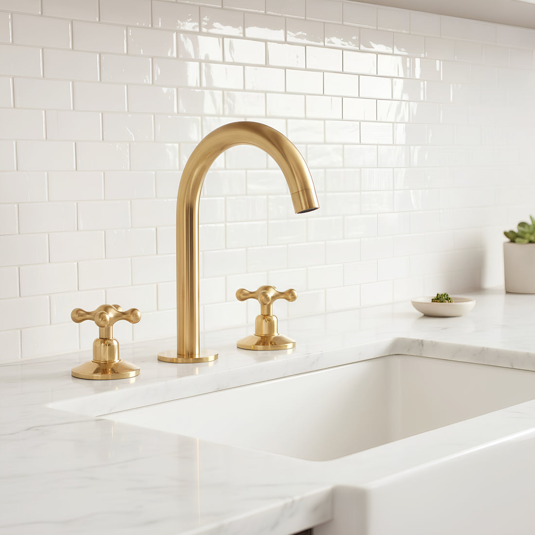 Unlacquered Brass Sink Faucet – Widespread Three-Hole Sink Fixture  | LuxeBrass