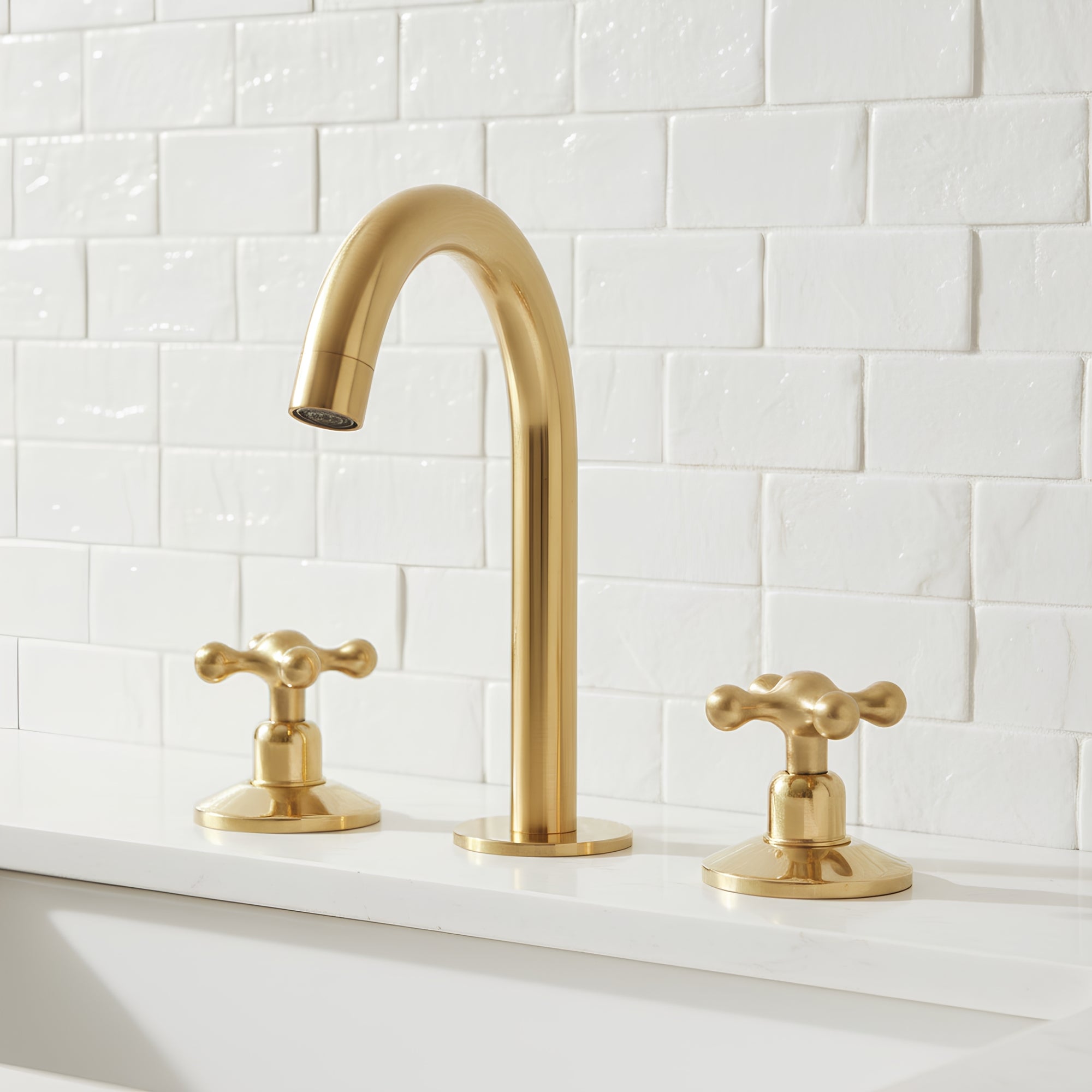 Unlacquered Brass Sink Faucet – Widespread Three-Hole Sink Fixture  | LuxeBrass