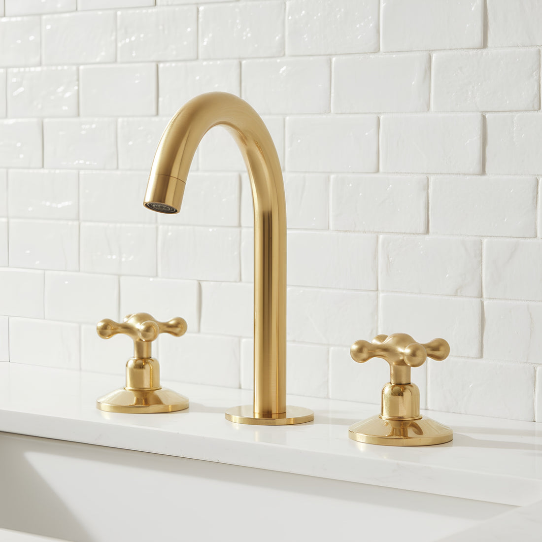 Unlacquered Brass Sink Faucet – Widespread Three-Hole Sink Fixture  | LuxeBrass