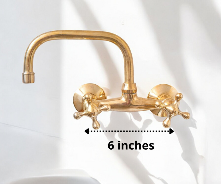 Handmade Brass Wall-Mounted Bridge Faucet