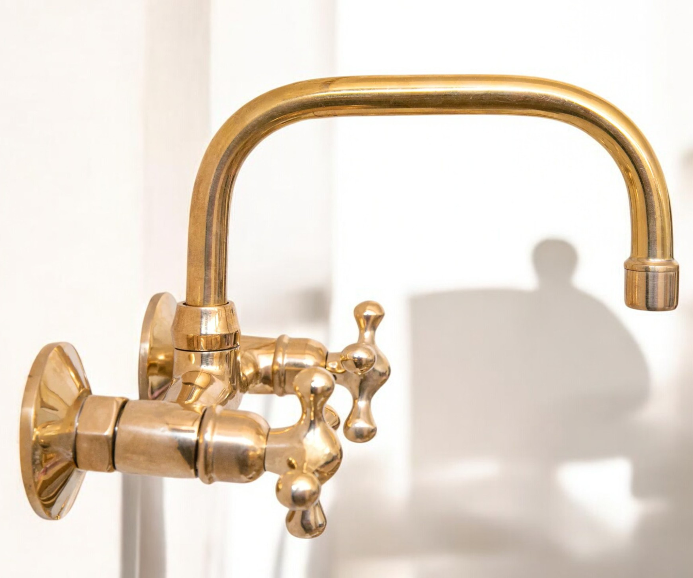 Handmade Brass Wall-Mounted Bridge Faucet