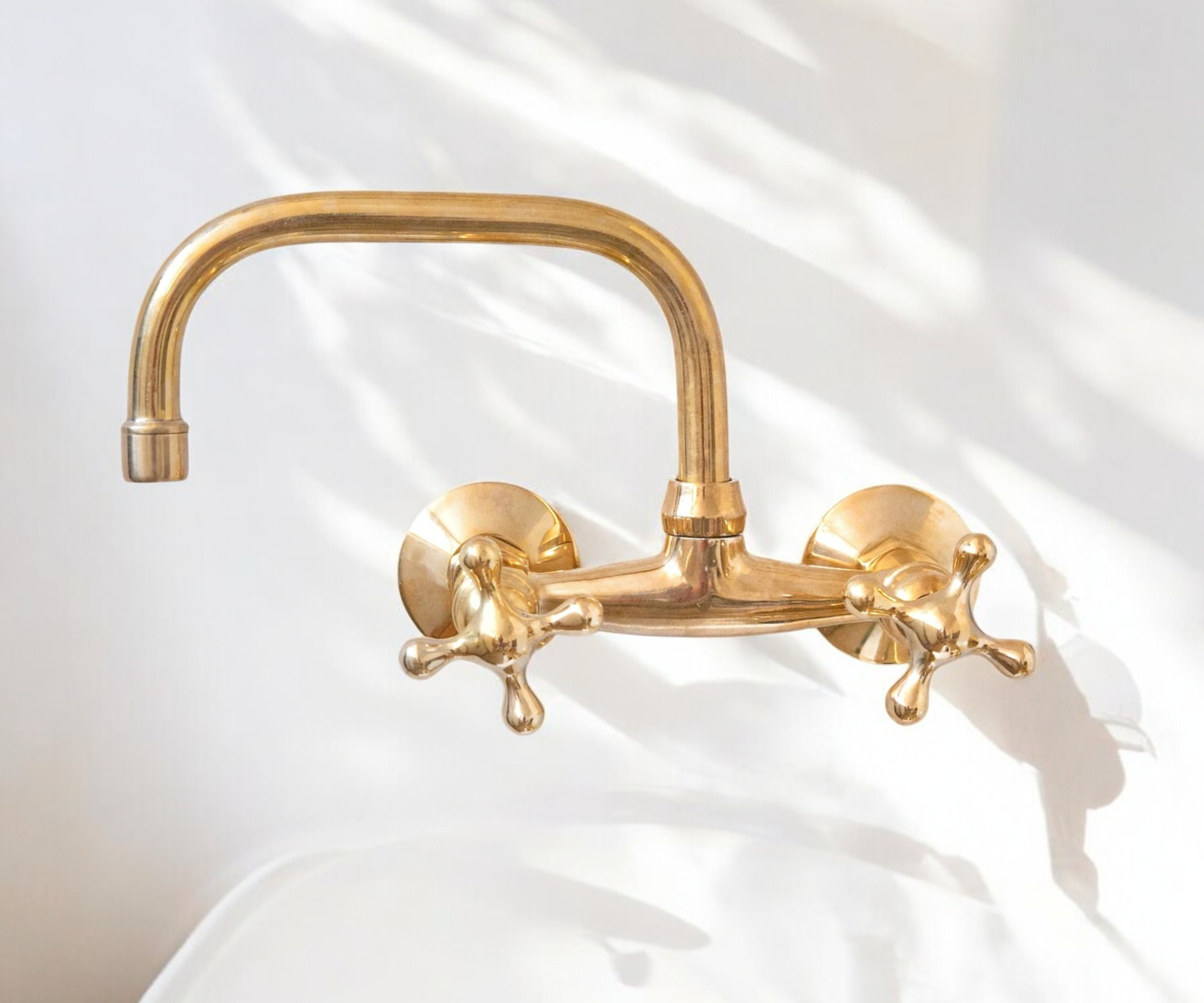 Handmade Brass Wall-Mounted Bridge Faucet