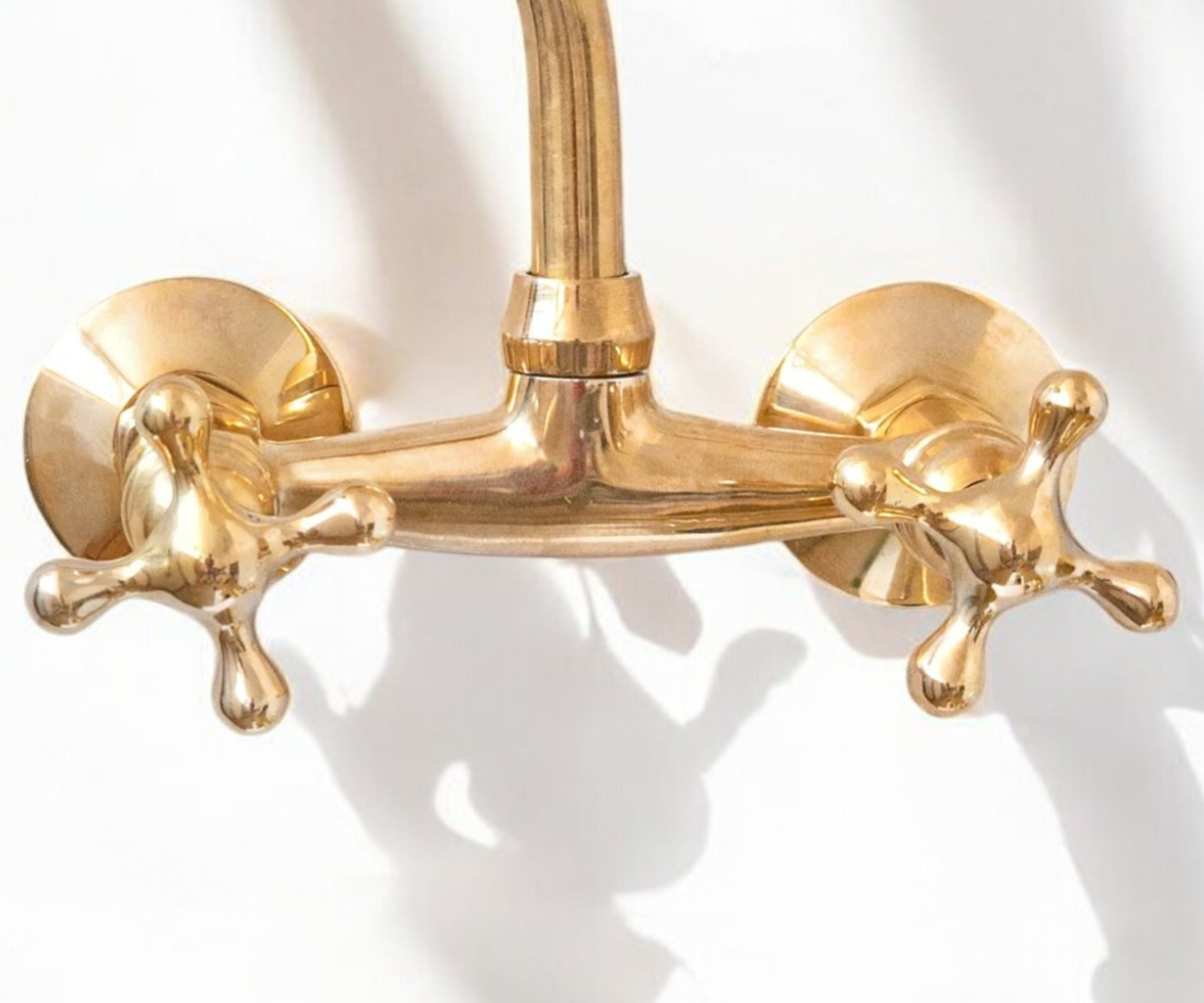 Handmade Brass Wall-Mounted Bridge Faucet