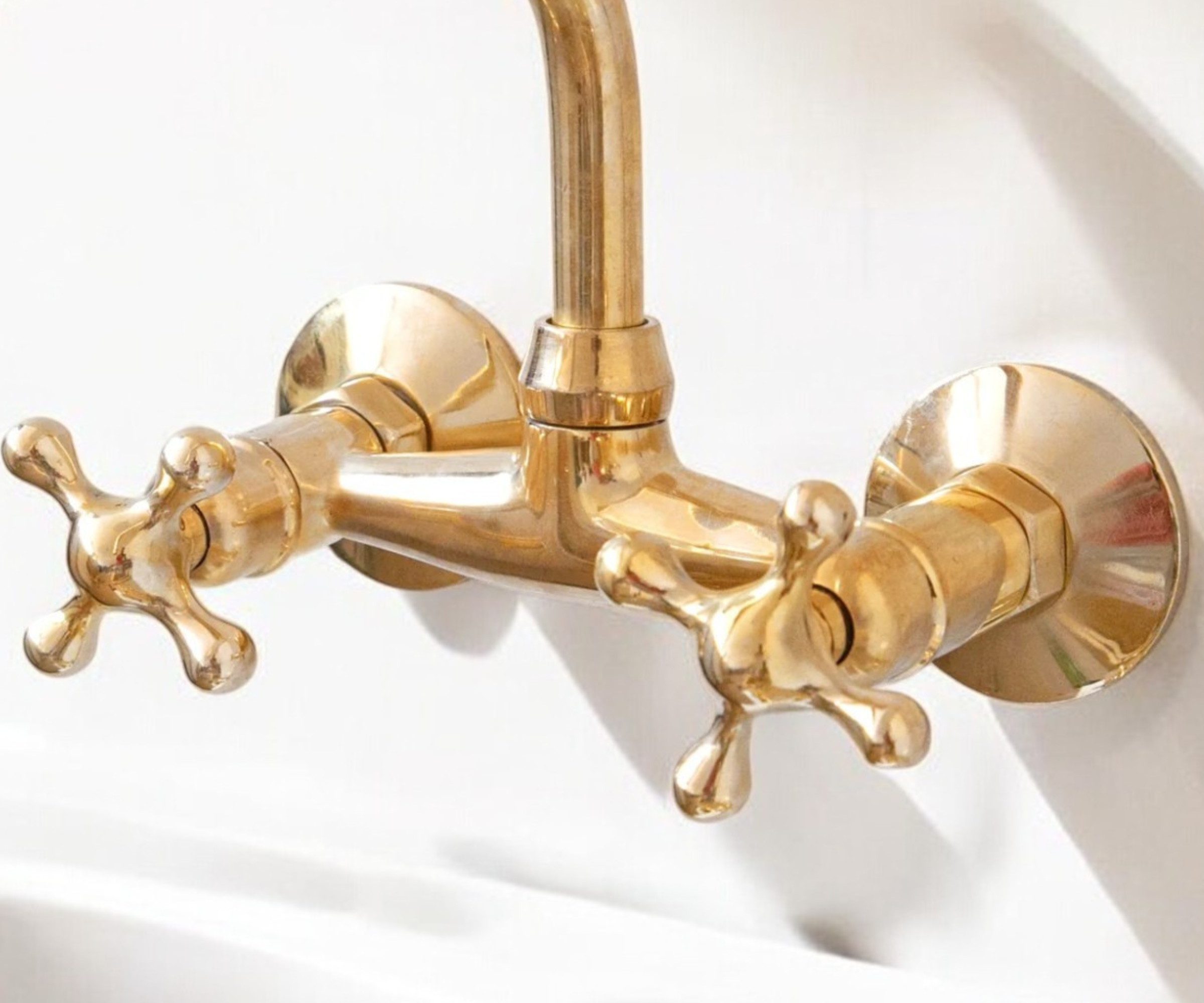 Handmade Brass Wall-Mounted Bridge Faucet