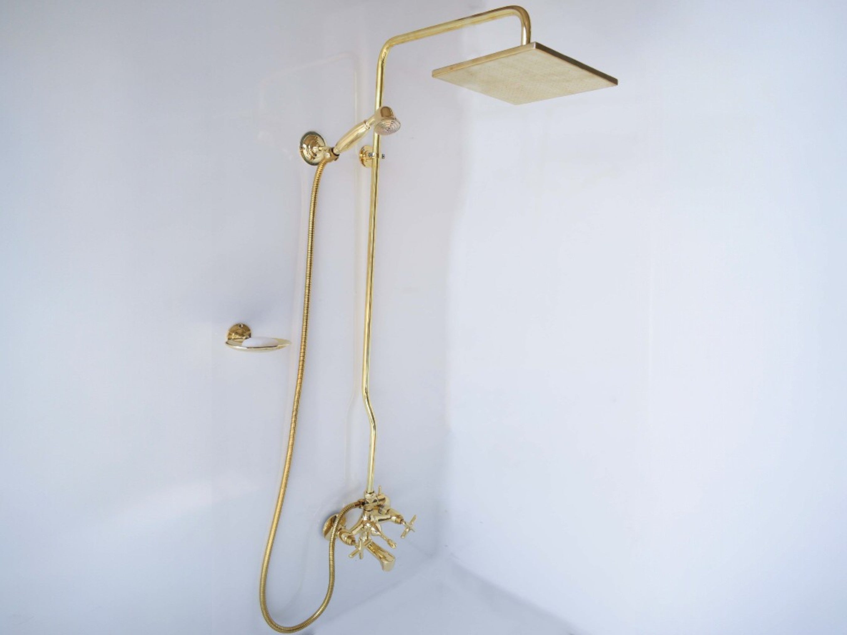 Moroccan Brass Shower Set – Exposed Pipe with Your Choice of Showerhead