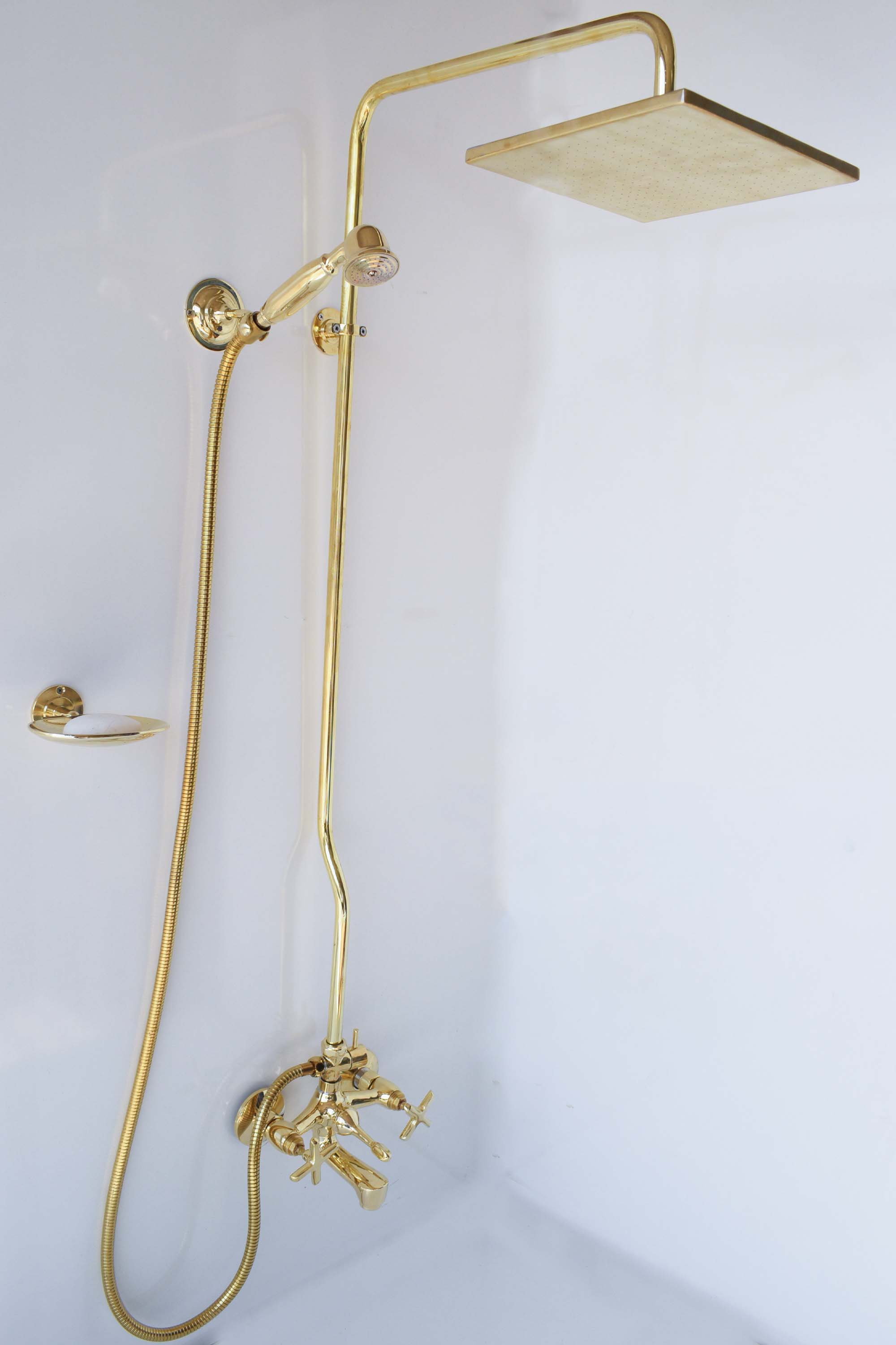 Moroccan Brass Shower Set – Exposed Pipe with Your Choice of Showerhead