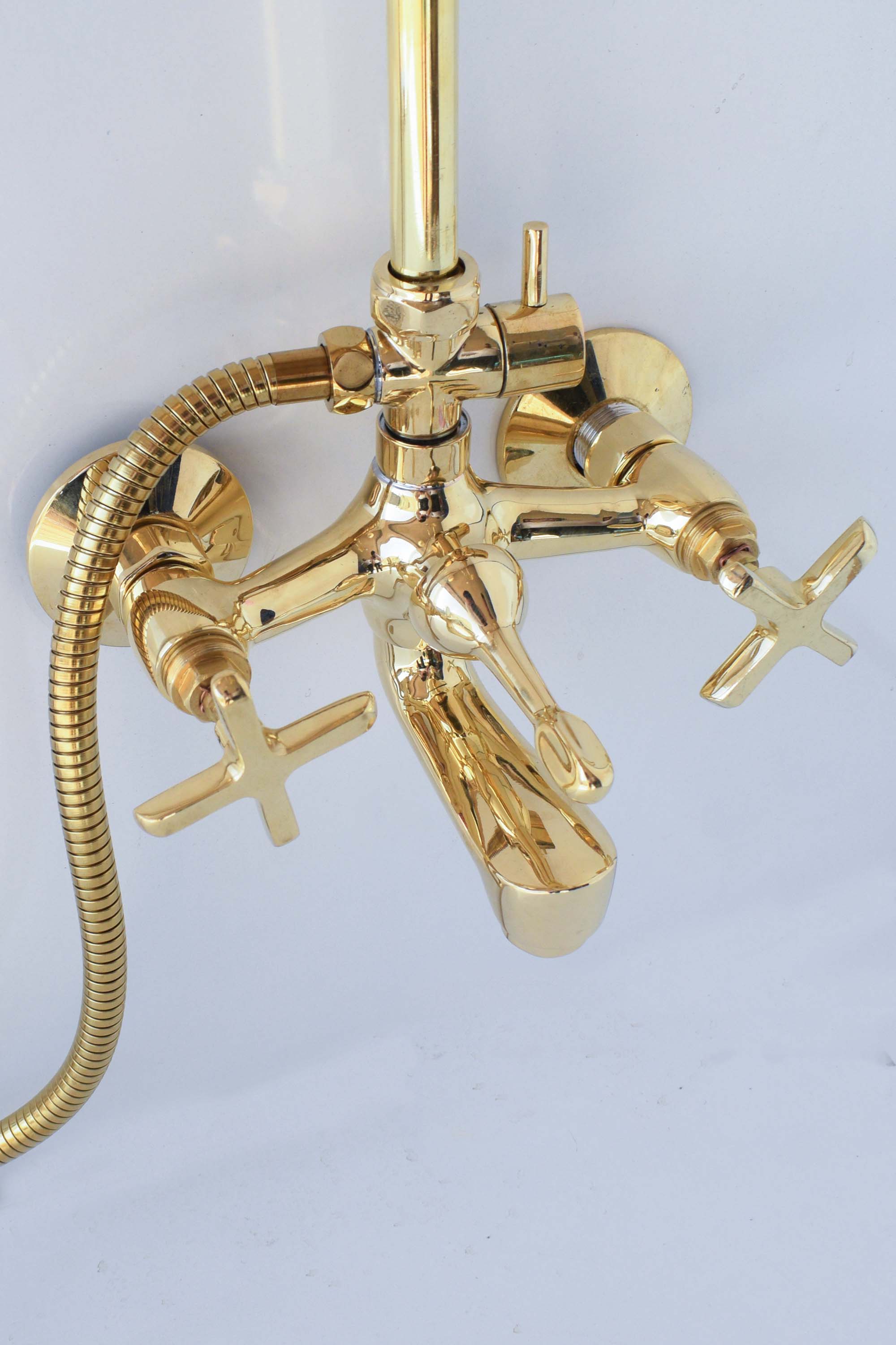 Moroccan Brass Shower Set – Exposed Pipe with Your Choice of Showerhead