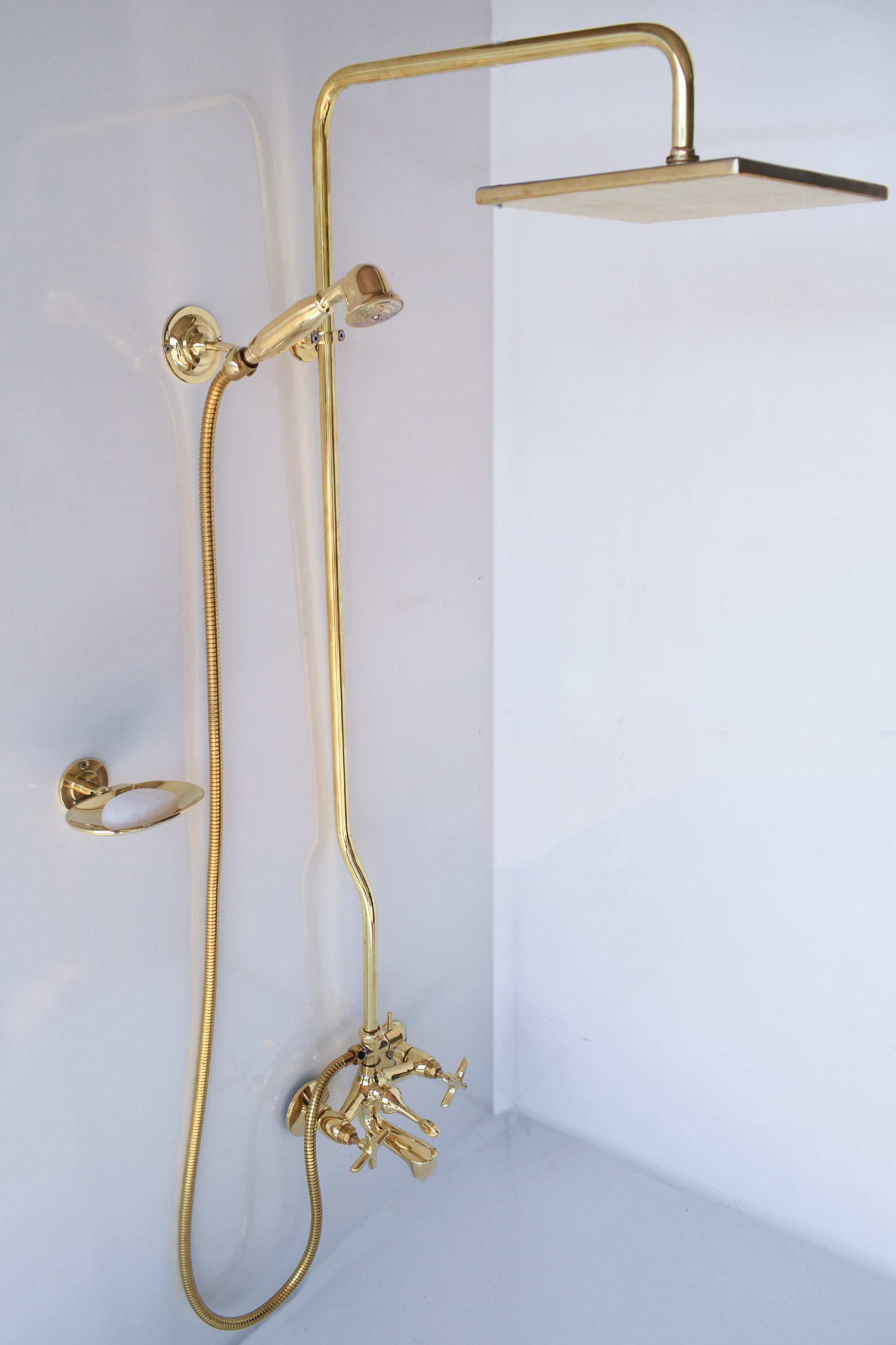 Moroccan Brass Shower Set – Exposed Pipe with Your Choice of Showerhead
