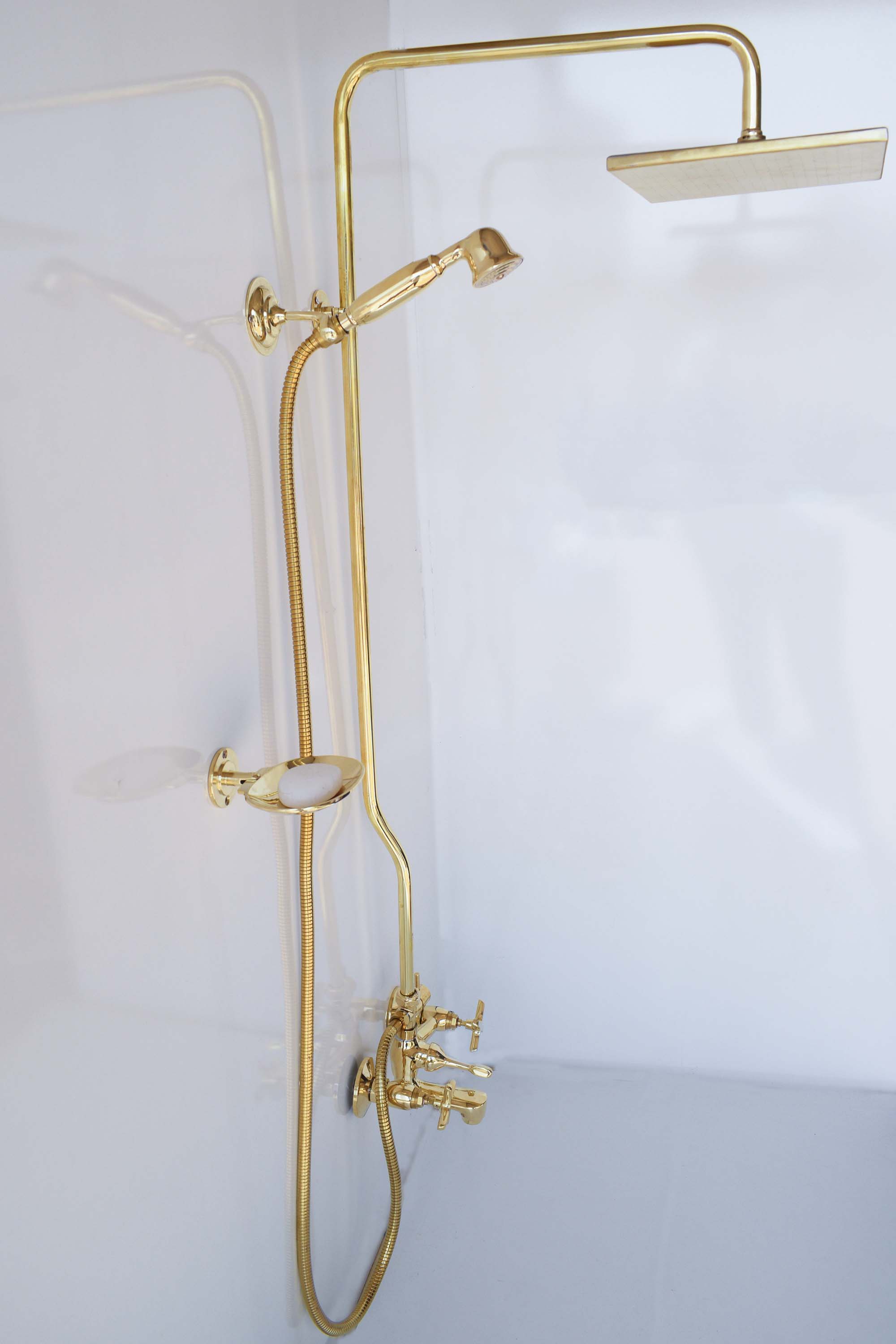 Moroccan Brass Shower Set – Exposed Pipe with Your Choice of Showerhead
