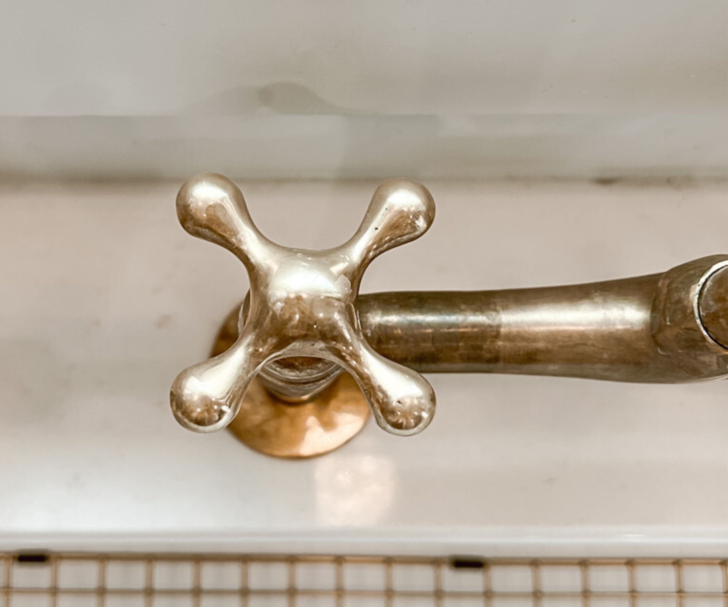 Unlacquered Brass Bridge Faucet with Sprayer and Cold Water Tap